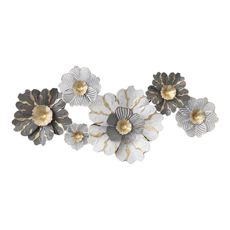 Decoratiune de perete din metal Daisy, Auriu, 131x64x9 cm