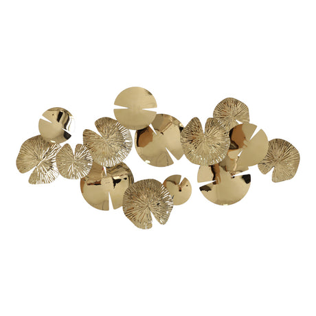 Decoratiune de perete din metal Lily, Auriu, 130x64x6 cm