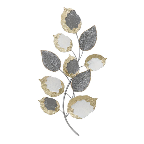 Decoratiune de perete din metal Neone, Auriu, 47x89x6 cm