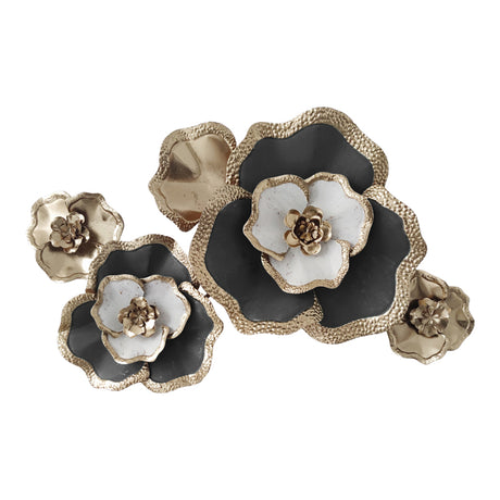 Decoratiune de perete din metal Rosalia, Auriu, 90x58x7 cm