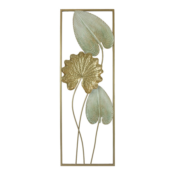 Decoratiune de perete din metal Tropana, Auriu, 31x90 cm