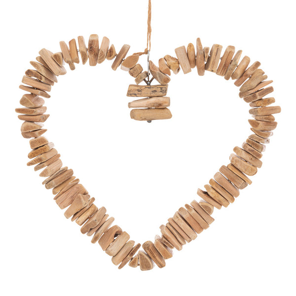 Decoratiune de perete inima Herea, Lemn, Natur, 36x37 cm