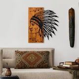 Decoratiune de perete lemn Apachi, Nuc, 50x58x3 cm