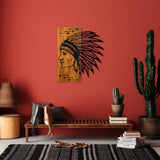 Decoratiune de perete lemn Apachi, Nuc, 50x58x3 cm