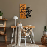 Decoratiune de perete lemn Coffee First, Nuc, 50x58x3 cm