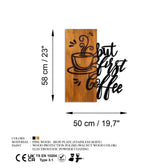 Decoratiune de perete lemn Coffee First, Nuc, 50x58x3 cm