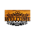 Decoratiune de perete lemn Welcome, Nuc, 58x36x3 cm