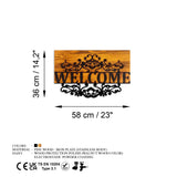 Decoratiune de perete lemn Welcome, Nuc, 58x36x3 cm