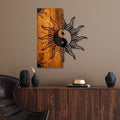 Decoratiune de perete lemn Yin Yang, Nuc, 50x58x3 cm
