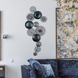 Decoratiune de perete Bronte, Metal, 42x8x90 cm - Albastru-Negru