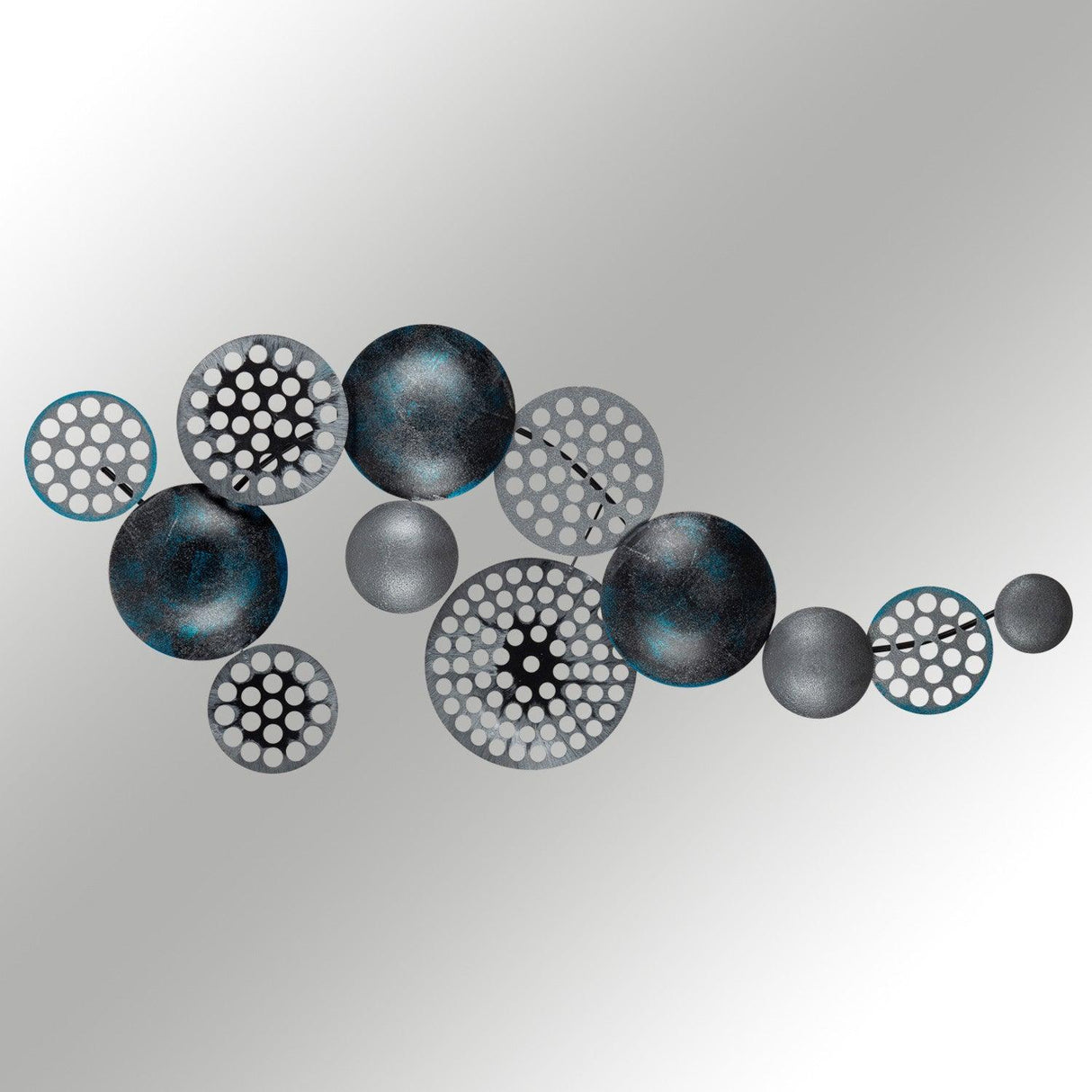 Decoratiune de perete Bronte, Metal, 42x8x90 cm - Albastru-Negru
