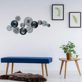 Decoratiune de perete Bronte, Metal, 42x8x90 cm - Albastru-Negru