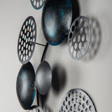 Decoratiune de perete Bronte, Metal, 42x8x90 cm - Albastru-Negru