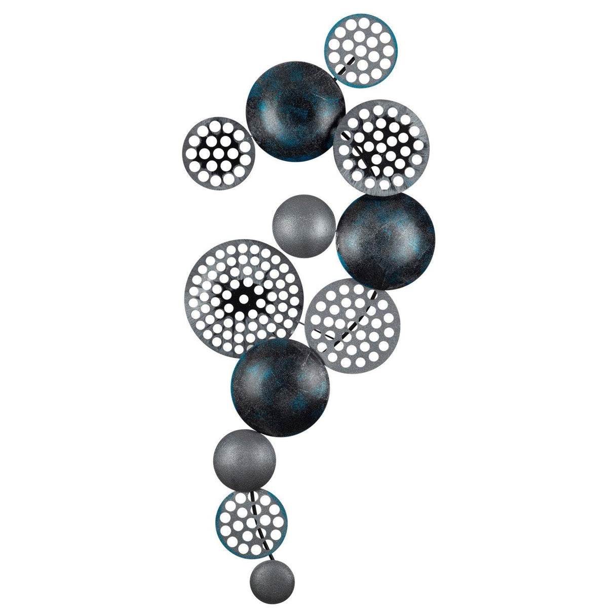 Decoratiune de perete Bronte, Metal, 42x8x90 cm - Albastru-Negru