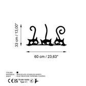 Decoratiune de perete Metal Cat 5, Negru, 60x33 cm