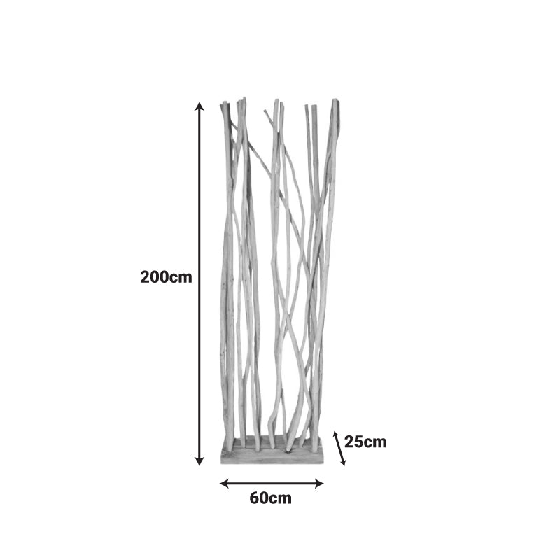 Decoratiune de podea din lemn teak-suar Barbin, Natur, 60x25x200 cm, imagine suplimentara