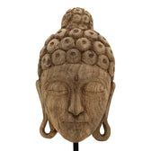 Decoratiune masa Buddha Mask din lemn mango Natural si fier, 20x18x48 cm, imagine suplimentara