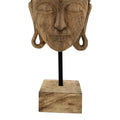 Decoratiune masa Buddha Mask din lemn mango Natural si fier, 20x18x48 cm, detaliu produs