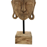 Decoratiune masa Buddha Mask din lemn mango Natural si fier, 20x18x48 cm