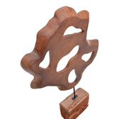 Decoratiune masa Strab lemn Natural de tec si metal, 55x10x80 cm, detaliu produs