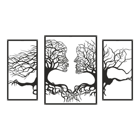 Decorațiune metal Wall deco Connecto set 3 piese negru metal, 38x50 cm