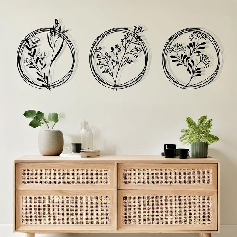 Decorațiune metal Wall deco Fremio set 3 piese negru metal, Ø80x1 cm