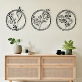 Decorațiune metal Wall deco Fremio set 3 piese negru metal, Ø80x1 cm, imagine suplimentara