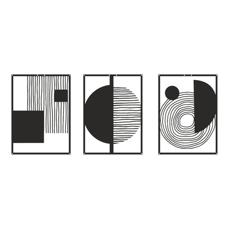 Decorațiune metal Wall deco Harimia set 3 piese negru metal, 37x50 cm