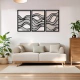 Decorațiune metal Wall deco Ocena set 3 piese negru metal, 30x50 cm