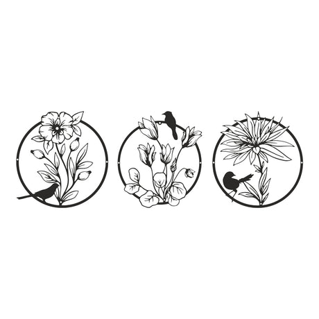 Decorațiune metal Wall deco Renka set 3 piese negru metal, Ø30x1 cm