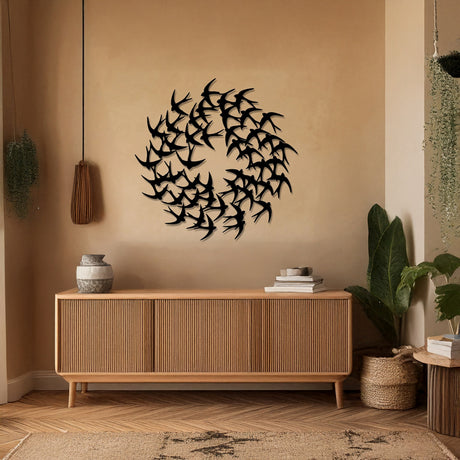 Decorațiune metal Wall deco Swarm negru metal, Ø50x1 cm