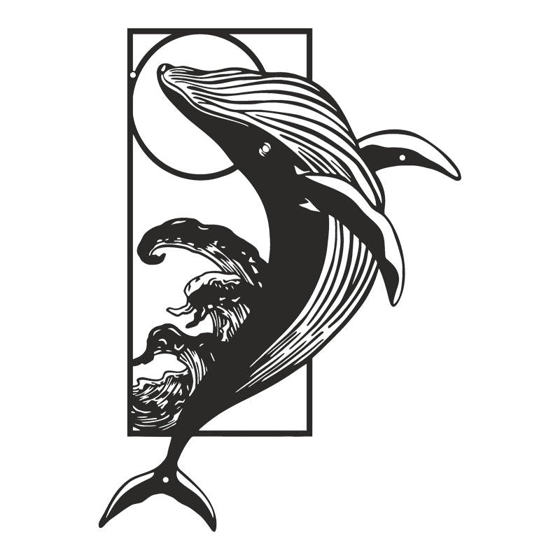 Decorațiune metal Wall deco Whale negru metal, 38x50 cm