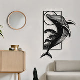 Decorațiune metal Wall deco Whale negru metal, 38x50 cm