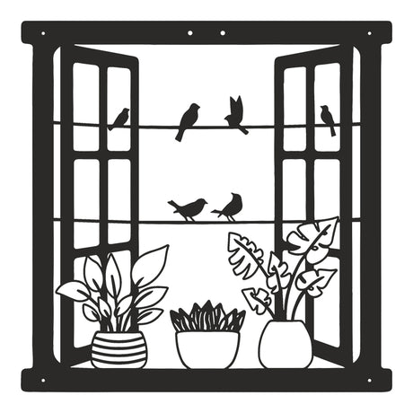 Decorațiune metal Wall deco Windo negru metal, 50x50 cm