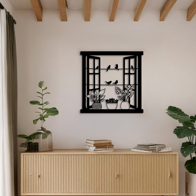 Decorațiune metal Wall deco Windo negru metal, 50x50 cm