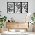 Decorațiune metal Wall deco Witho set 3 piese negru metal, 30x50 cm, imagine suplimentara
