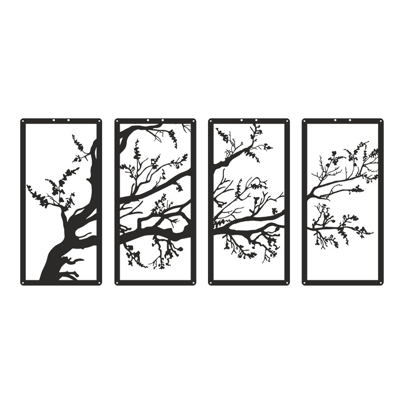 Decorațiune metal Wall deco Zenta set of 4 pieces negru metal, 20x50 cm