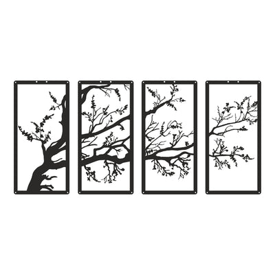 Decorațiune metal Wall deco Zenta set of 4 pieces negru metal 20x0.15x50cm