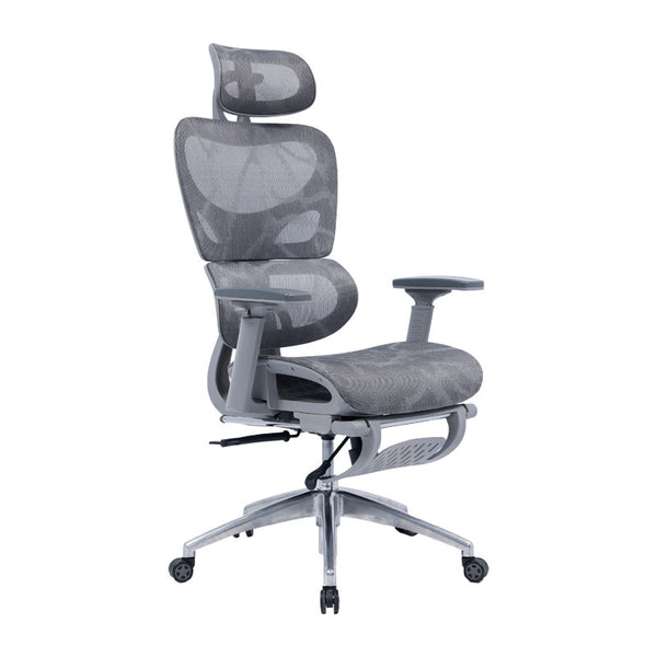 Director scaun birou cu suport pentru picioare Thelonius, Gri, 61x63x125 cm