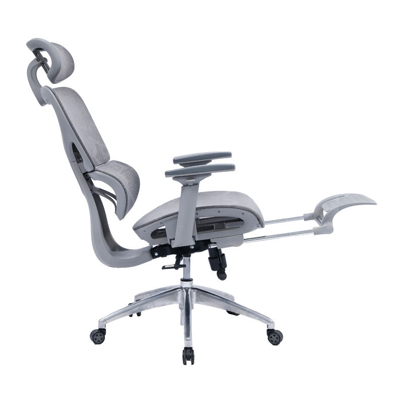 Director scaun birou cu suport pentru picioare Thelonius, Gri, 61x63x125 cm