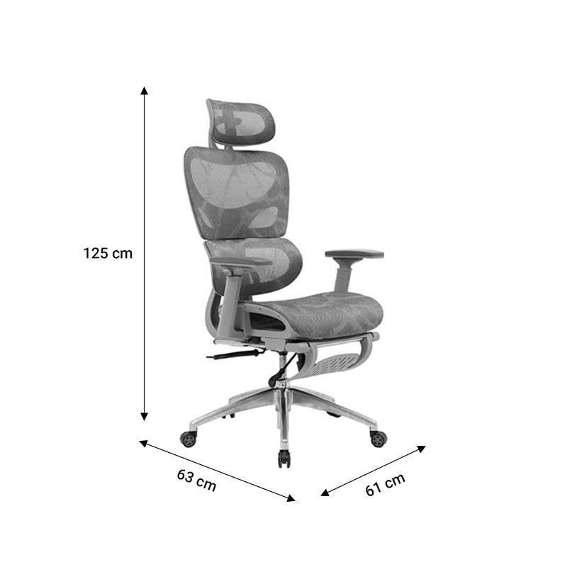 Director scaun birou cu suport pentru picioare Thelonius, Gri, 61x63x125 cm