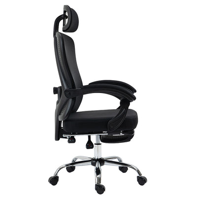 Director scaun de birou cu suport pentru picioare, plasa, negru, 62x124x58 cm, foto produs