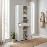 Dulap Adore Diamond, Multifunctional, 4 usi, 4 rafturi, 1 sertar, Alb, 60x187x40 cm