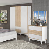 Dulap Awell 3 Usi, Sonoma-Alb, 153x54x216 cm