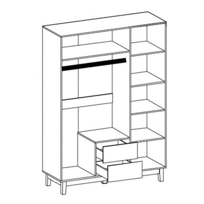 Dulap Awell 3 Usi, Sonoma-Alb, 153x54x216 cm, detaliu produs