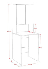 Dulap Baie Adore cu Loc Pentru Masina de Spalat, 3 Rafturi, 2 Usi, Alb, 65 x 182 x 60 cm