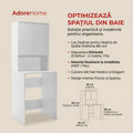 Dulap Baie Adore cu Loc Pentru Masina de Spalat, 3 Rafturi, 2 Usi, Alb, 65 x 182 x 60 cm