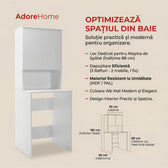 Dulap Baie Adore cu Loc Pentru Masina de Spalat, 3 Rafturi, 2 Usi, Alb, 65 x 182 x 60 cm