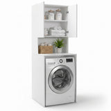 Dulap Baie Adore cu Loc Pentru Masina de Spalat, 3 Rafturi, 2 Usi, Alb, 65x182x60 cm