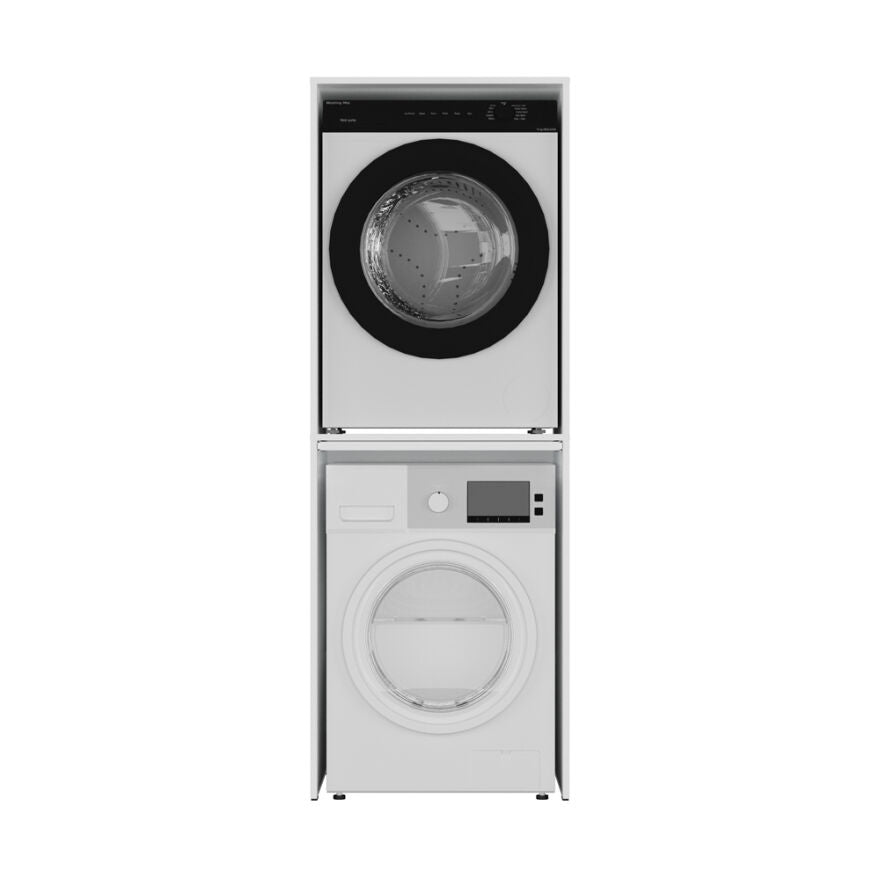 Dulap Baie Adore pentru Masina de Spalat si Uscator cu Blat Glisant, Alb, 65x182x67 cm